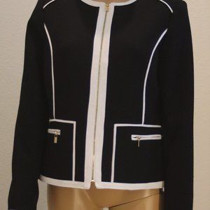 Calvin Klein Zip Blazer Jacket White and Black Career Size 10